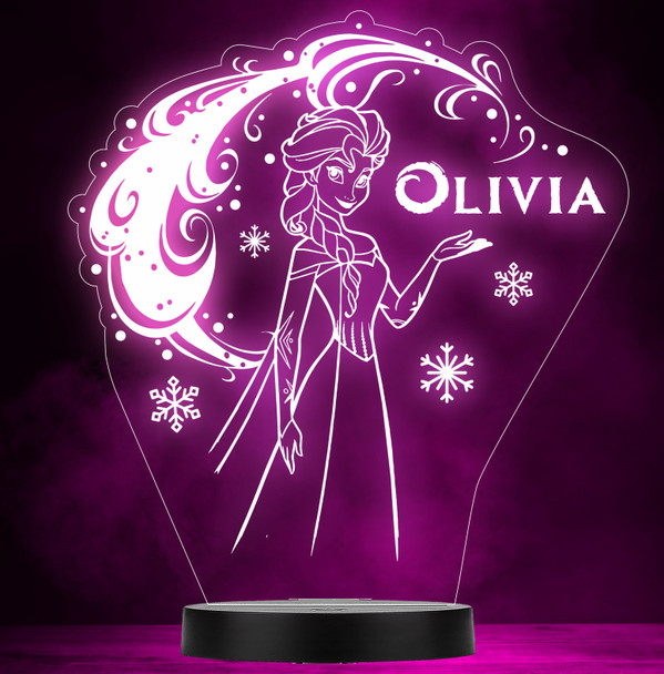 Winter Princess Elsa Frozen Personalised Gift Colour Change Led Lamp Night Light
