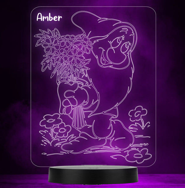 Snow White Dwarf Holding Flowers Personalised Colour Change Lamp Night Light