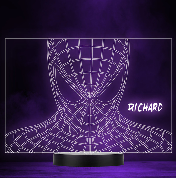 Spiderman Head Superhero Personalised Gift Colour Changing Led Lamp Night Light