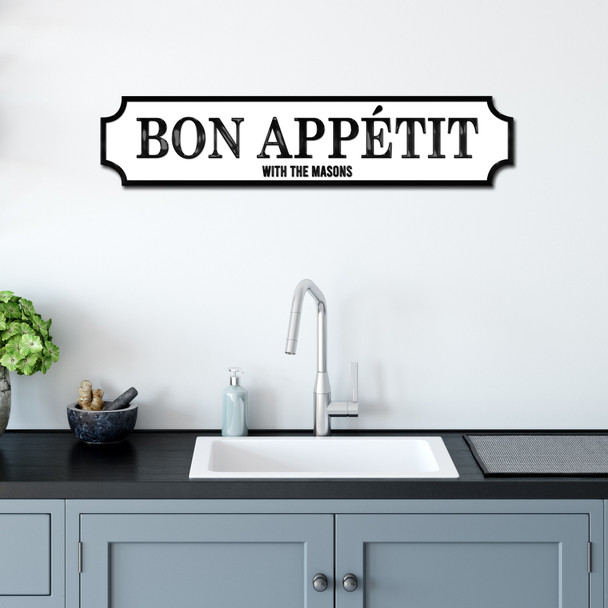 Bon Appetit Family Kitchen Any Colour Any Text 3D Train Style Street Home Sign