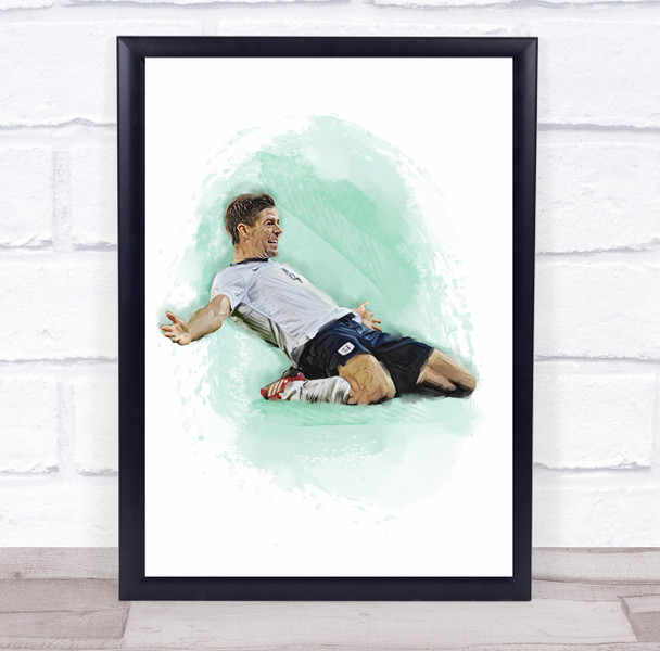 Footballer Steven Gerrard Football Player Watercolour Wall Art Print