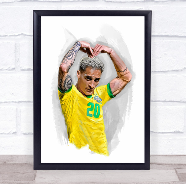 Footballer Antony Brazil Football Player Watercolour Wall Art Print