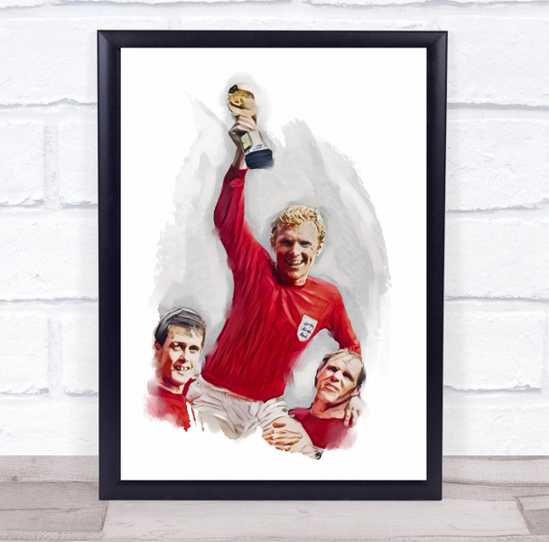 Footballer Bobby Moore Football Player Watercolour Wall Art Print