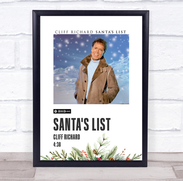 Cliff Richard Santa's List Christmas Polaroid Vintage Music Wall Art Poster Print