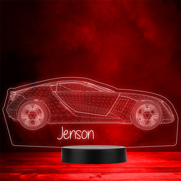 3D Effect Sports Car Motor Side Personalised Gift Colour Change LED Night Light