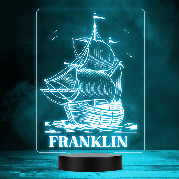 Vintage Sailing Ship Nautical Personalised Gift Colour Change LED Night Light