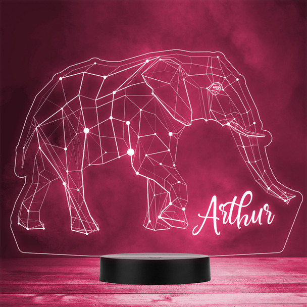 3D Style Geometric Elephant Personalised Gift Colour Change LED Lamp Night Light