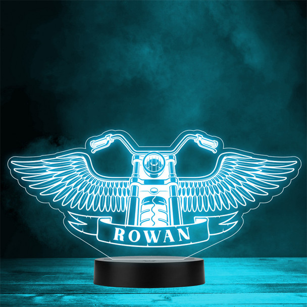 Vintage Motorcycle Front With Wings Personalised Gift Any Colour LED Night Light