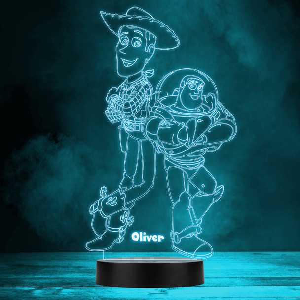 Woody and Buzz Lightyear Toy Story Personalised Gift Any Colour LED Night Light