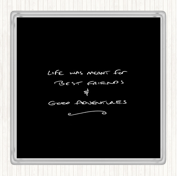 Black White Best Friends Quote Coaster