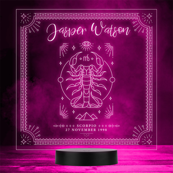 Zodiac Sign Scorpio Date Of Birth Personalised Gift Any Colour LED Night Light
