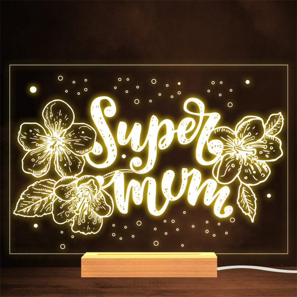 Super Mum Flowers Mother's Day Personalised Gift Lamp Night Light