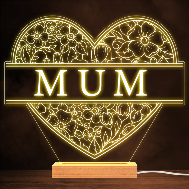 Floral Heart Mum Mother's Day Gift Personalised Gift Lamp Night Light