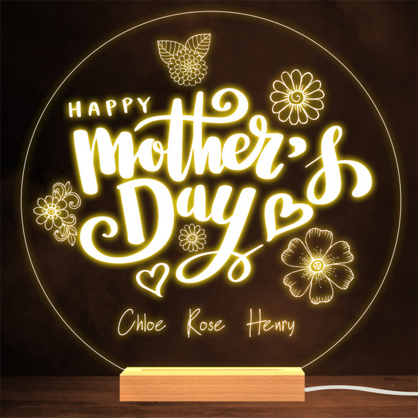 Happy Mother's Day Flowers Personalised Gift Lamp Night Light