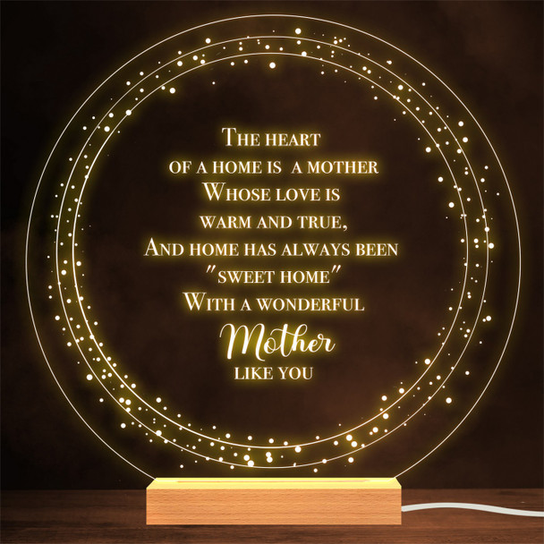 Poem For Mum Mother's Day Round Personalised Gift Lamp Night Light
