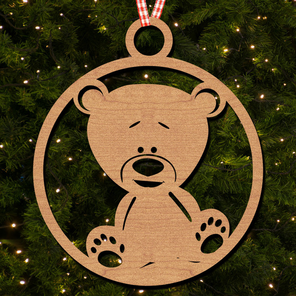 Round Cartoon Teddy Bear Smile Hanging Ornament Christmas Tree Bauble Decoration