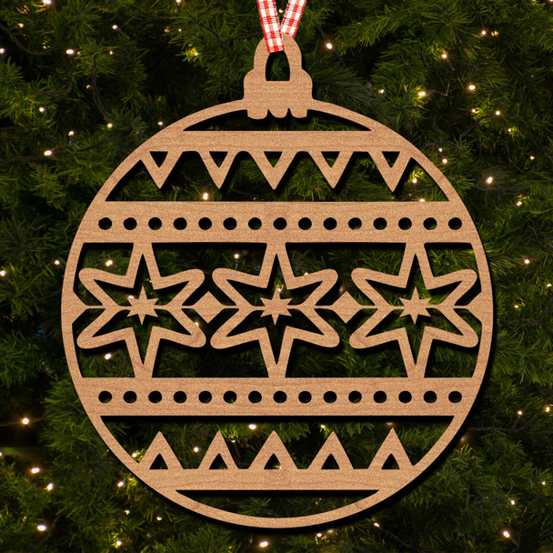 Round Shape Snowflakes Zigzag Pattern Ornament Christmas Tree Bauble Decoration