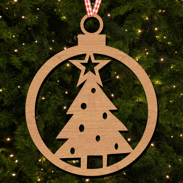 Round Christmas Tree Big Star Hanging Ornament Christmas Tree Bauble Decoration
