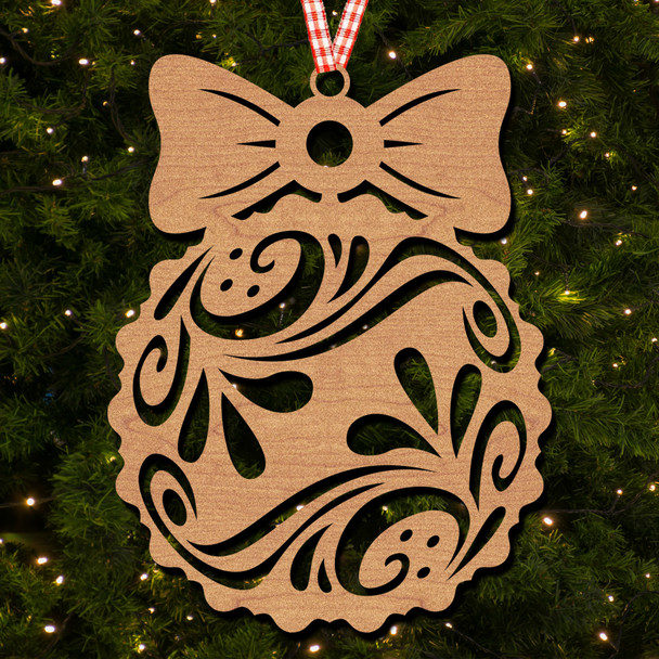 Wreath Bow - Swirl Patterns Hanging Ornament Christmas Tree Bauble Decoration