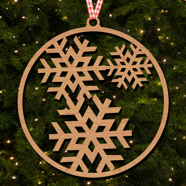 Round Three Snowflakes Traditional Ornament Christmas Tree Bauble Decoration