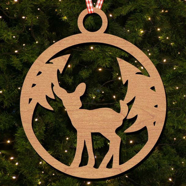 Round Fawn Baby Deer Trees Hanging Ornament Christmas Tree Bauble Decoration