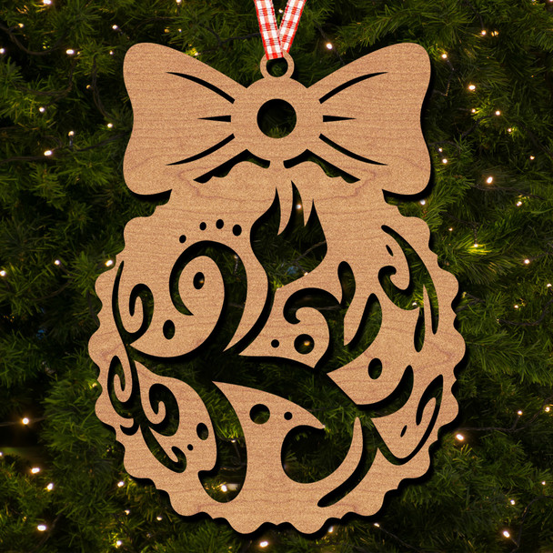Bauble Bow Pattern Rippled Edges Ornament Christmas Tree Bauble Decoration