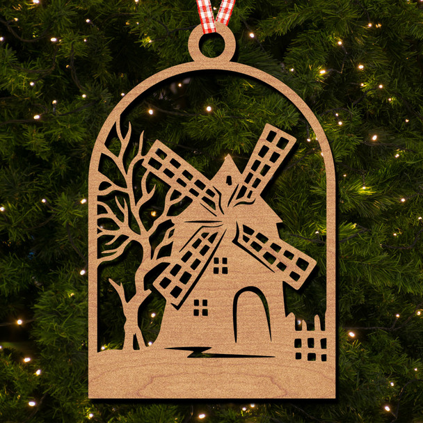 Windmill Tree Building Hanging Ornament Christmas Tree Bauble Decoration