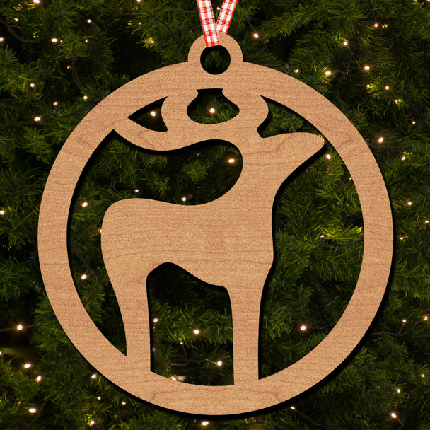 Circle - REINDEER Hanging Ornament Christmas Tree Bauble Decoration