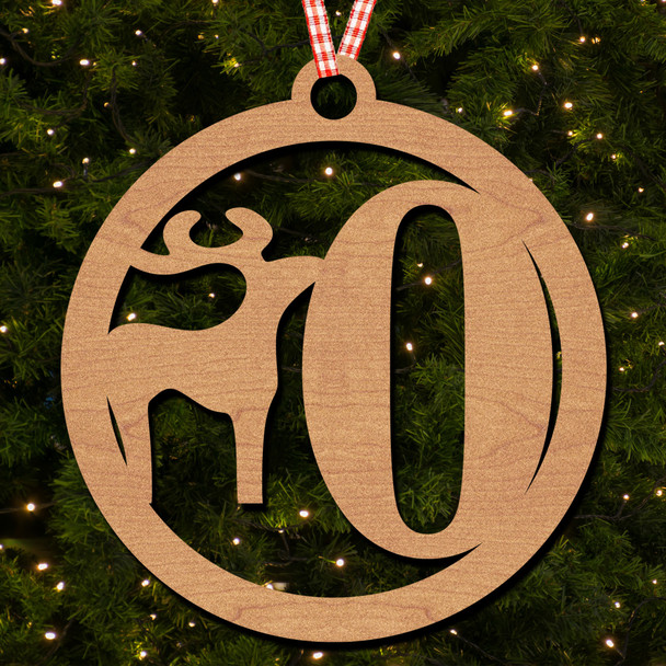Circle & Deer - 0 Hanging Ornament Christmas Tree Bauble Decoration