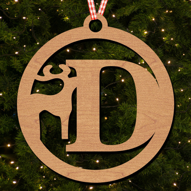 Circle & Deer - D Hanging Ornament Christmas Tree Bauble Decoration