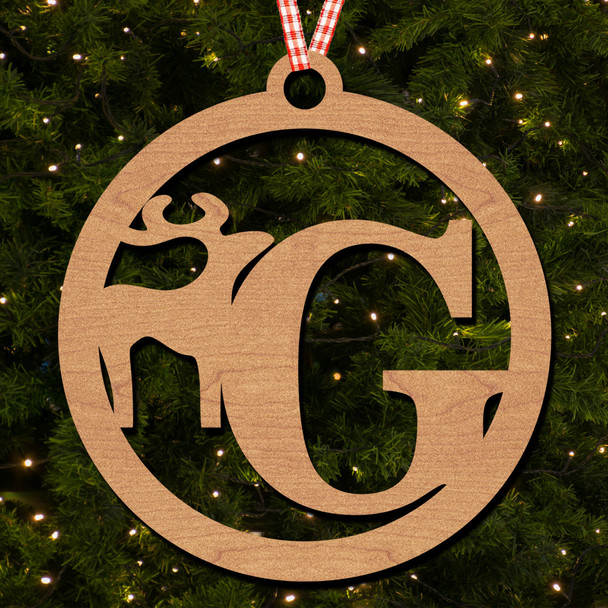 Circle & Deer - G Hanging Ornament Christmas Tree Bauble Decoration