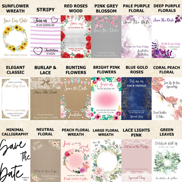 Calendar Square Personalised Wood Wedding Save The Date Magnets & Backing Cards