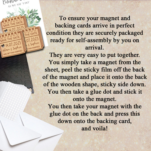 Dove Bird Personalised Wooden Wedding Save The Date Magnets & Backing Cards