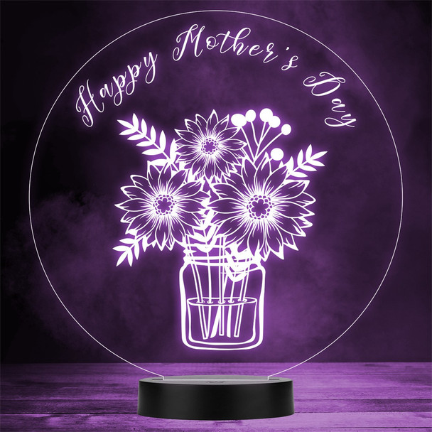 Happy Mother's Day Chrysanthemum Flowers Personalised Gift Colour Night Light