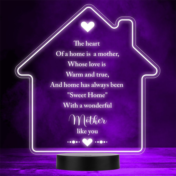 Home Poem Mother Wonderful Mum Mother's Day Personalised Gift Colour Night Light