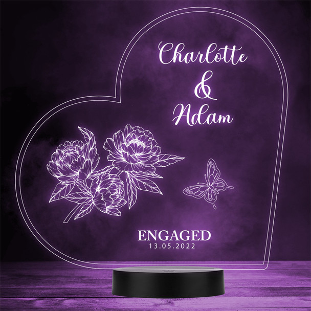 Flowers Butterfly Engagement Personalised Gift Colour Changing Night Light