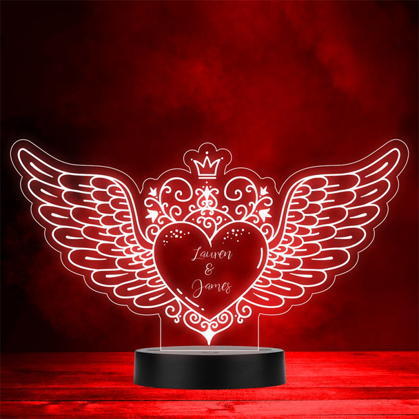 With Wings Crown Angel Valentine's Day Personalised Gift Colour Night Light