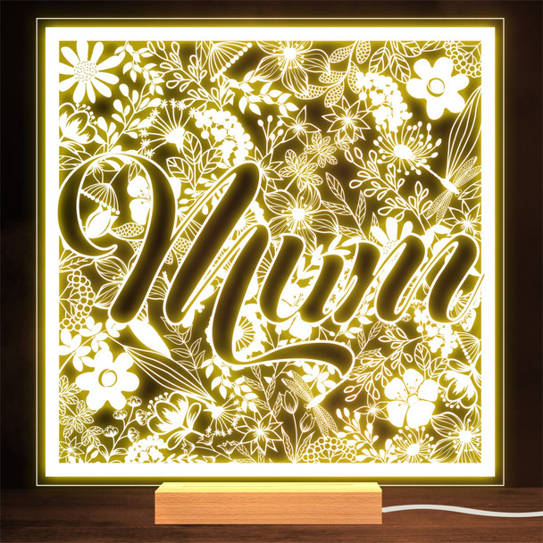 Mum Pretty Floral Square Mother's Day Personalised Gift Warm Lamp Night Light