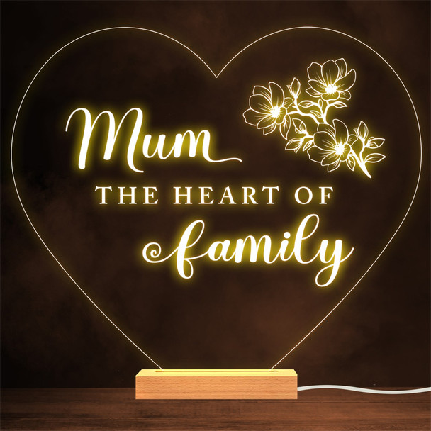 The Heart Of Family Mum Mother's Day Personalised Gift Warm Lamp Night Light