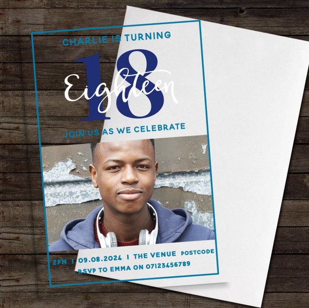 18th Or Any Age Photo Blue Acrylic Clear Transparent Birthday Party Invitations