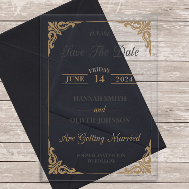 Elegant Classic Acrylic Clear Transparent Wedding Save The Date Invite Cards