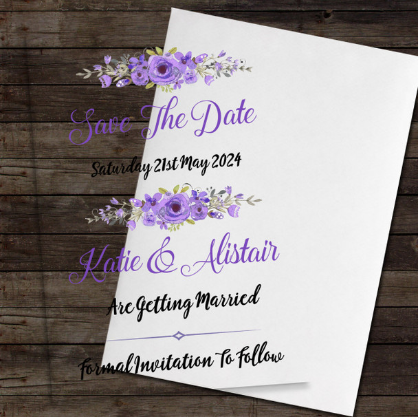 Purple Lilac Floral Acrylic Clear Transparent Wedding Save The Date Invite Cards