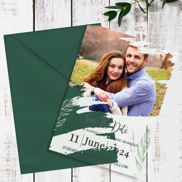 Photo Wash Leaves Acrylic Clear Transparent Wedding Save The Date Invite Cards