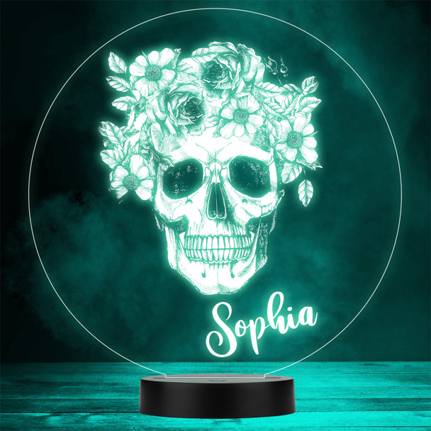 Gothic Skull & Pretty Flower Wreath Alternative Gift Colour Change Night Light
