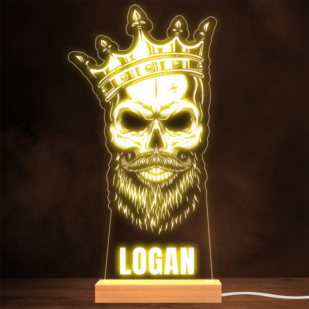 Skull With Beard & Crown Grunge Gothic Style Personalised Gift Lamp Night Light