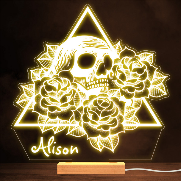 Skull & Roses Floral In Triangle Gothic Alternative Gift Night Light