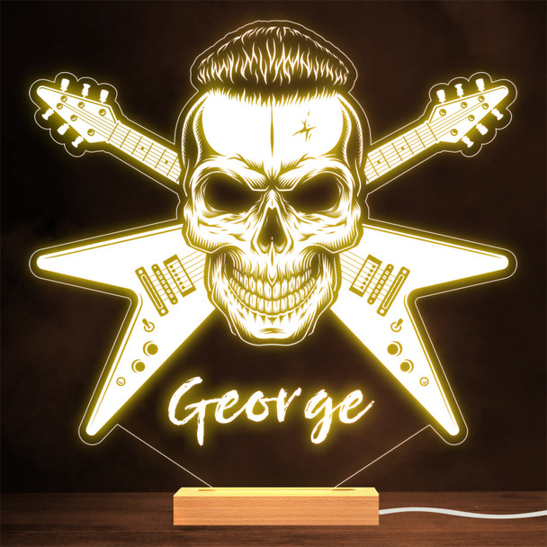 Skull Punk Rock Star Guitars Music Gothic Style Personalised Gift Night Light