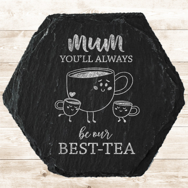 Hexagon Slate Cups Mum Children Bestie Mother's Day Gift Personalised Coaster