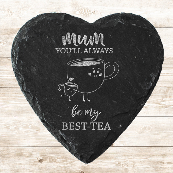 Heart Slate Cute Tea Cup Mum & Child Mother's Day Gift Personalised Coaster