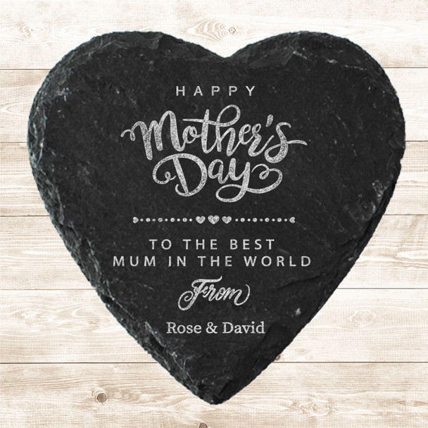 Heart Slate Mother's Day Best Mum Little Heart Slates Gift Personalised Coaster
